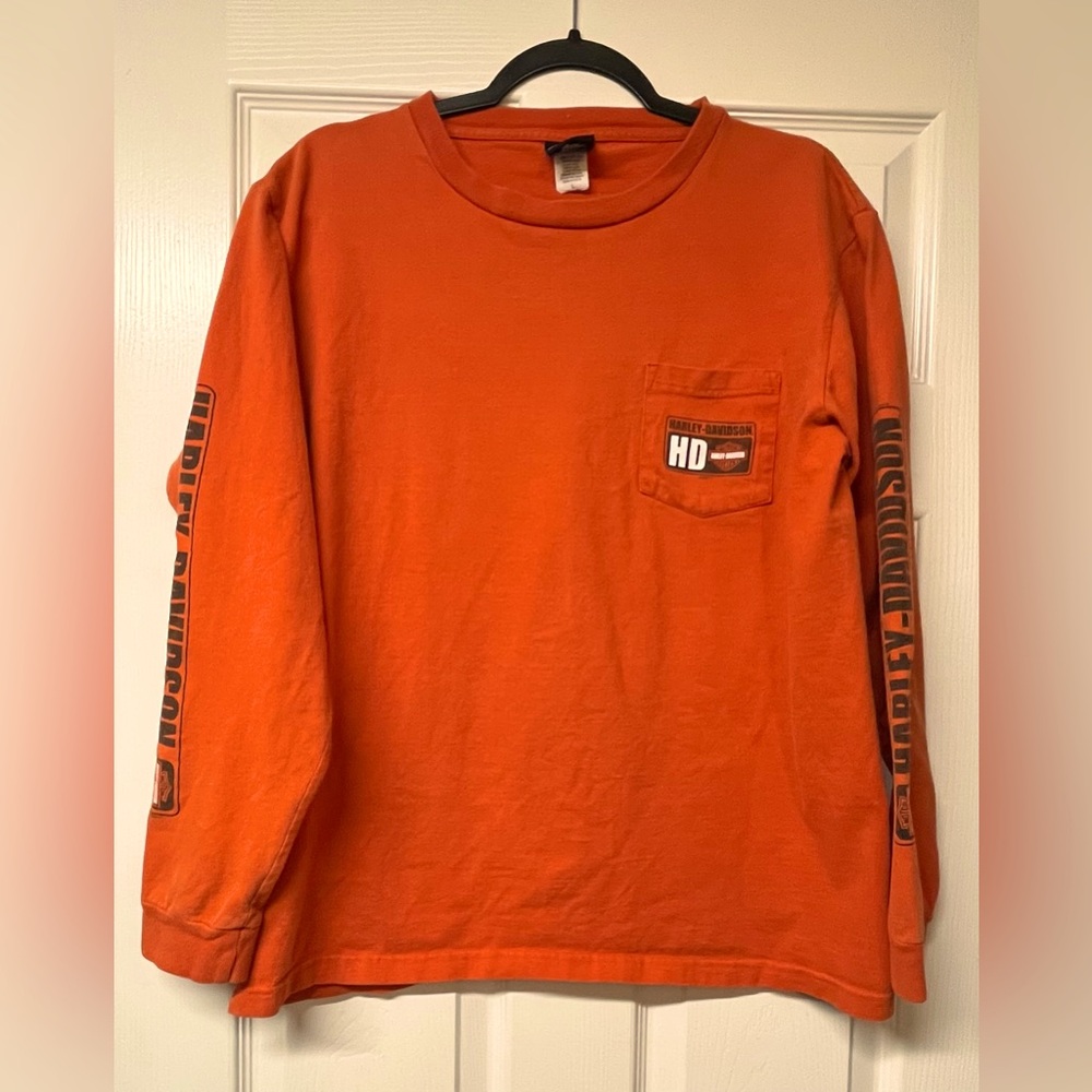 Men’s Harley Davidson long sleeve shirt Orange St. Joseph Mo Midwest